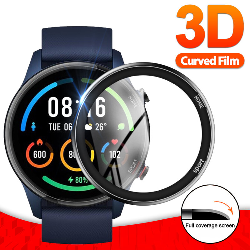 3D filme de proteção para xiaomi mi watch, esportes coloridos, cobertura total, protetor de tela macia, versão global, não vidro