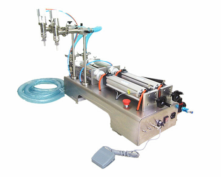 Máquina neumática de llenado de líquido de doble cabezal para zumo, perfume, 10 a 100ml