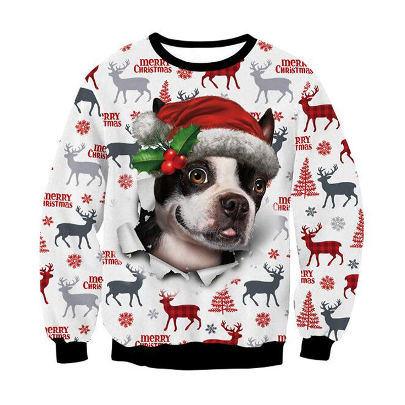 Brzydka świąteczne swetry zielona bluza 3D z zabawnym nadrukiem przyjęcie świąteczne Xmas bluza na przyjęcie urodzinowe 2024