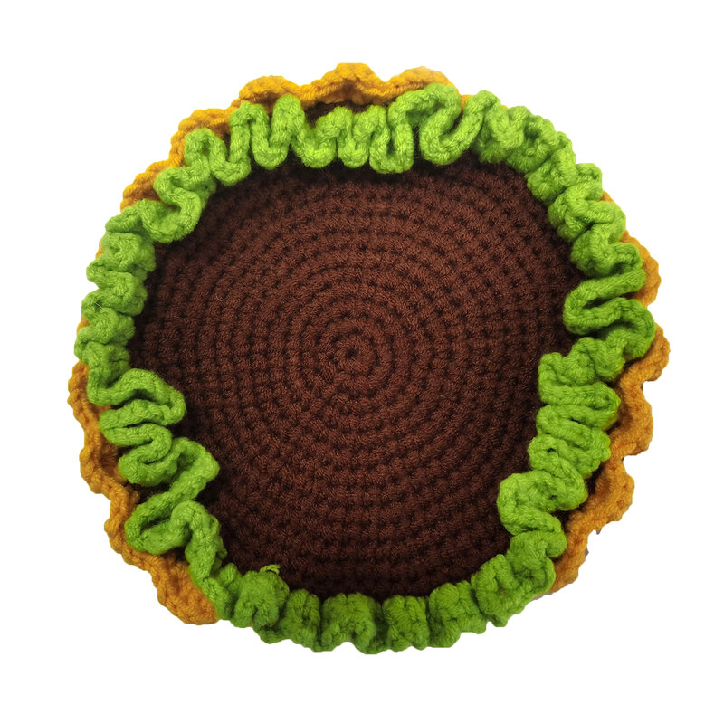 BOMHCS Knitted Art Hamburger Crochet Coin Bag Purse Storage Handmade Zipper Wallet