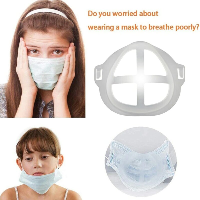 Masque de bouche visage 5 pièces 3D bouchons d'espace couverture de masque en plastique Support intérieur Support de cadre respiration lavable réutilisable Support de sécurité