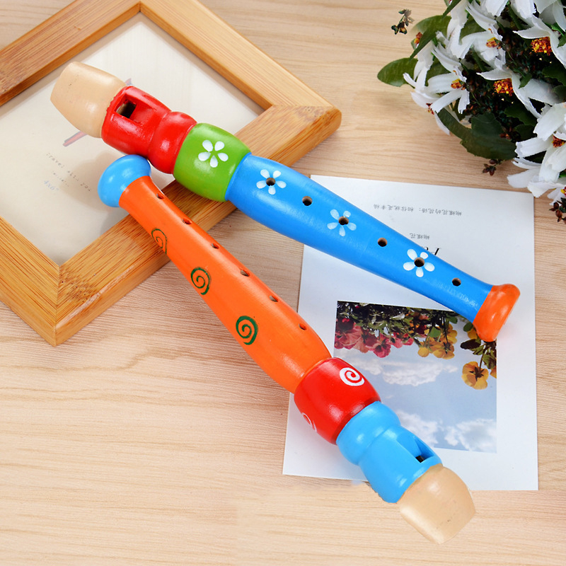 Short Flute Sound Kid Woodwind Musical Instrument Early Education Develop Type 6-Holes Recorder Wooden Flute Musical Instruments
