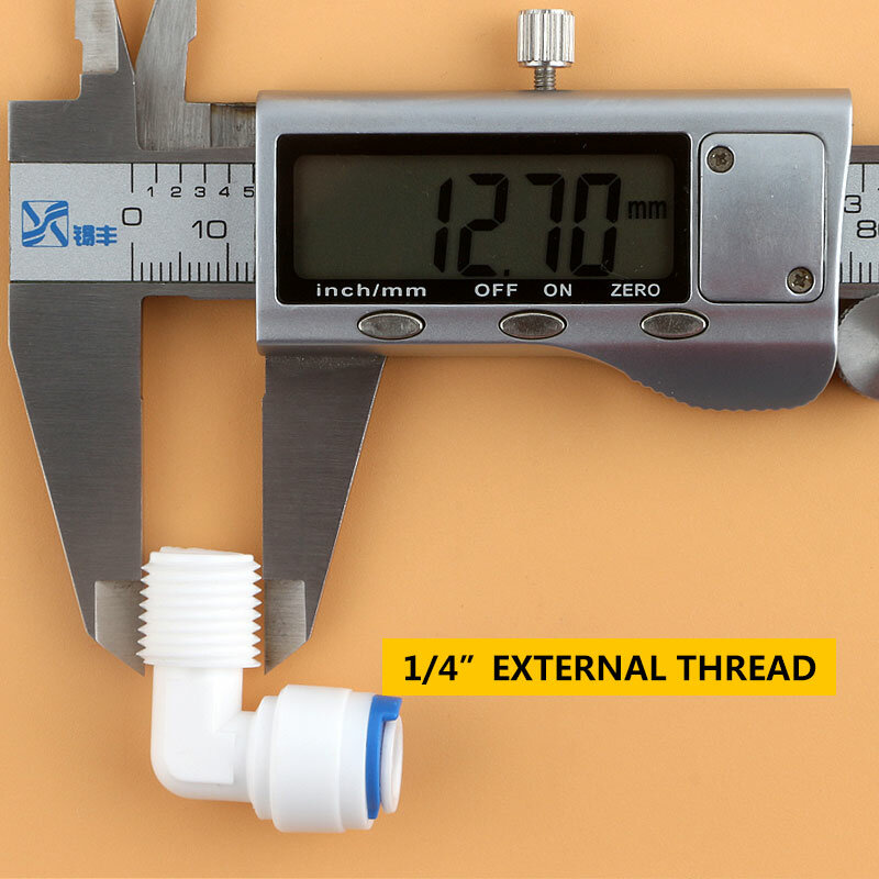 Rosca macho cotovelo 1/4 "para conexão de tubo, diâmetro externo 1/4 w 13mm conexão rápida ro filtro de água branco junta rápida