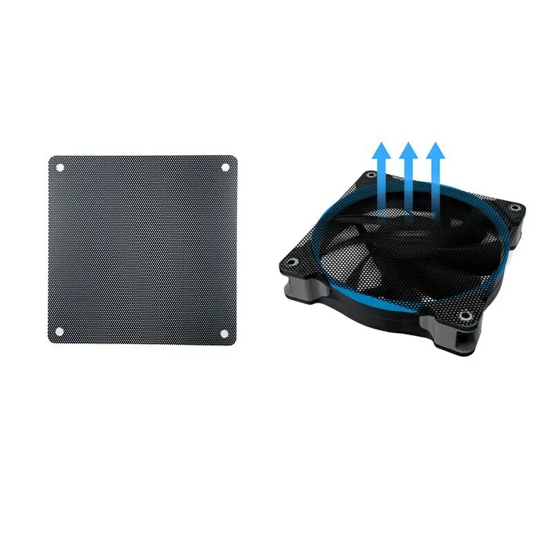 Filet anti-poussière en plastique pour ventilateur d'ordinateur, Grille trois en un, filtre anti-poussière en PVC noir, 1 pièce, 12cm, 5 pièces