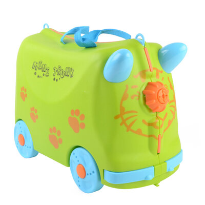 Moda viagem bagagem carrinho de criança multicolorido animais modelagem malas crianças caso difícil mala branco verde caixa armazenamento da criança