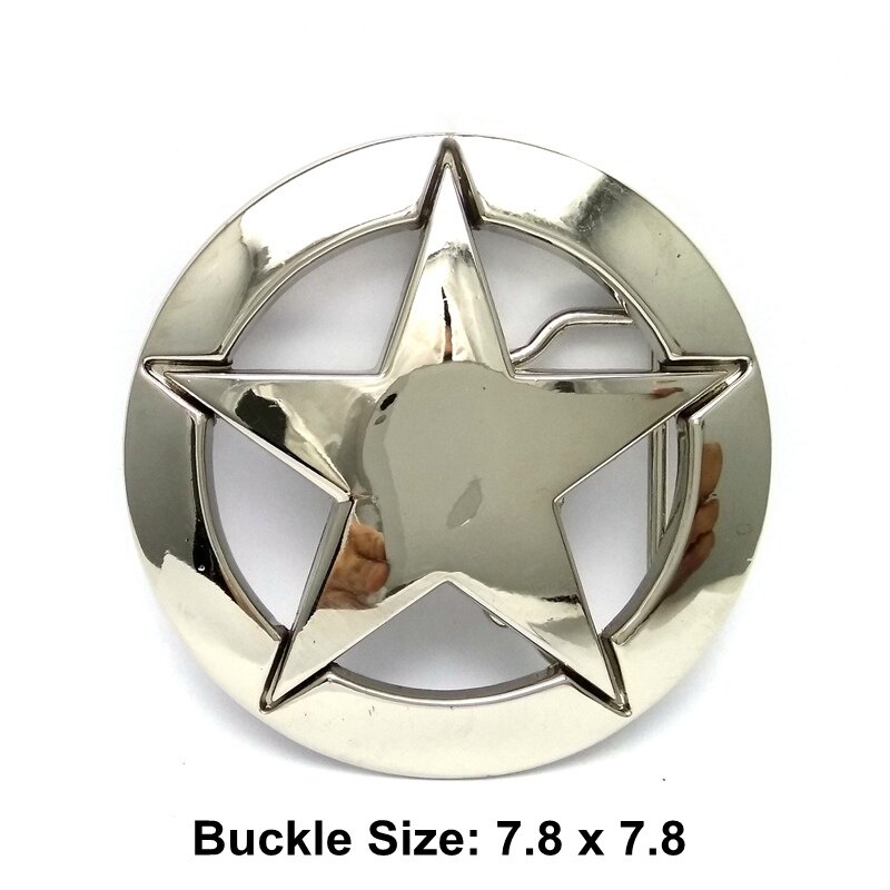 Ceinture en argent avec logo étoile à cinq branches, boucle de ceinture de cow-boy personnalisée, boucle militaire américaine de la Seconde Guerre mondiale, détail en métal, livraison directe