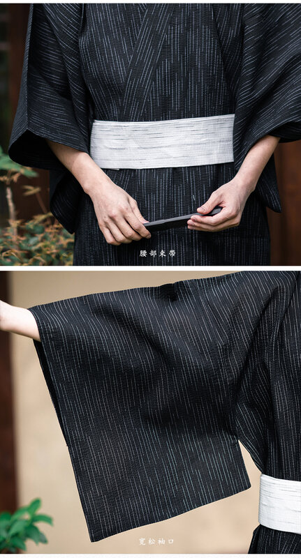Traditionellen Japanischen KIMONO Mode YUKATA Sommer Männer Lange Roben Mit Gürtel 95% Baumwolle Pyjamas Set Männlichen Nachtwäsche Bademantel