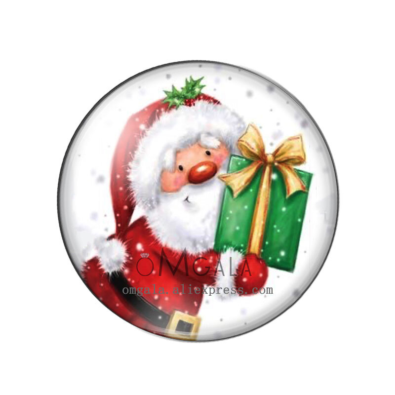 Cartoon Lovely Santa Claus With Gifts 12mm/14mm/18mm/20mm/25mm/30mm Round photo glass cabochon demo flat back Making findings