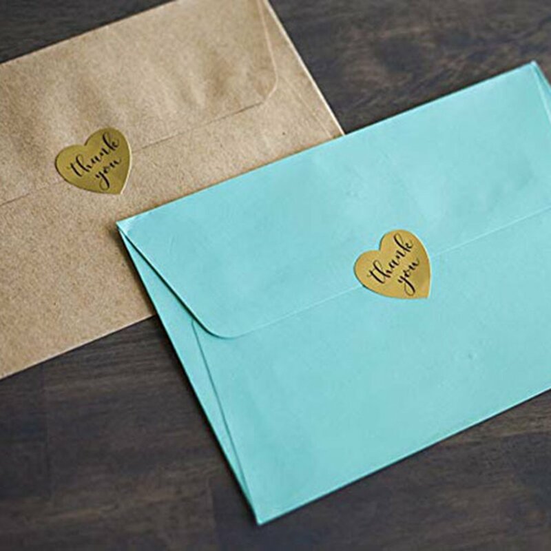 500 Stück pro Rolle danke Aufkleber Herzform für Paket Briefpapier Tag Etiketten für Business Bag Umschlag Siegel Belohnung Geschenk
