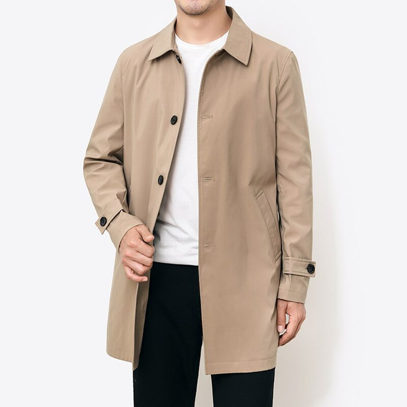 Frühling Herbst Männer Lange Mantel Windbreaker Casual Lose Design Einfarbig Graben Männer Mode Koreanischen Stil Herren Jacken Oberbekleidung