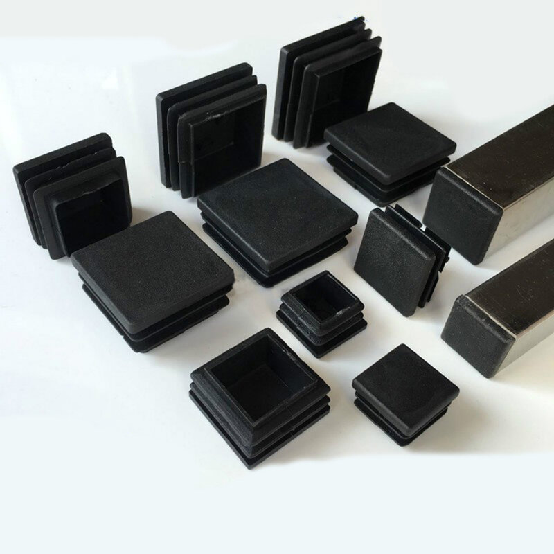 Tapón de plástico cuadrado, tapón de inserción de tubo, color negro/blanco, 1/2/5 piezas, 50x50mm