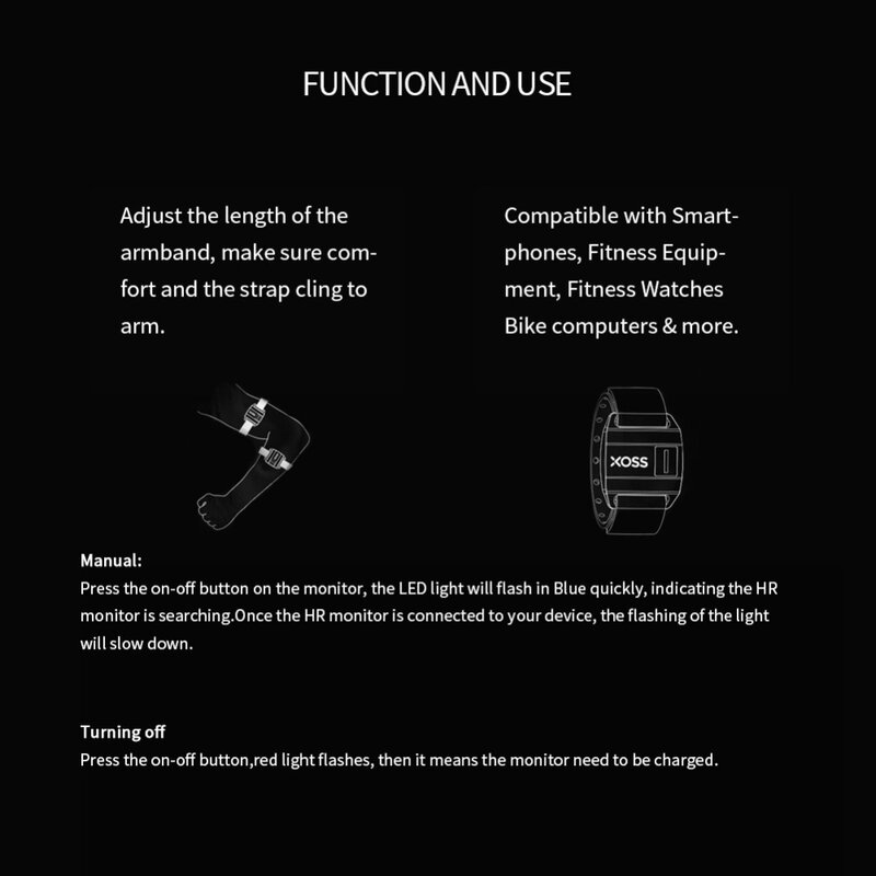 Датчик сердечного ритма на руку XOSS, умный наручный фитнес-браслет с поддержкой Bluetooth, ANT +, беспроводной, для велоспорта