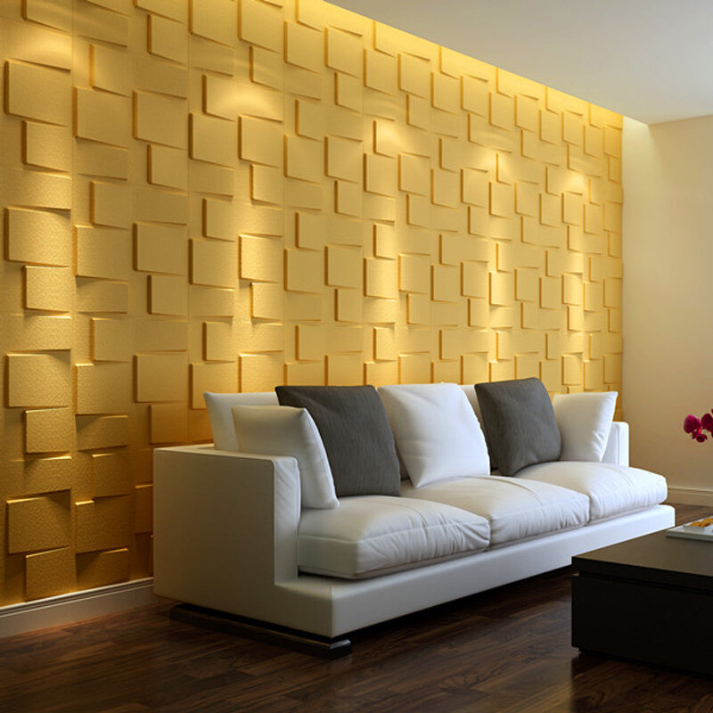 Art3d paneles de pared 3D de fibra de plantas, blanco mate para sala de estar, dormitorio, Fondo de TV, 12 azulejos (fibra vegetal), 50x50cm