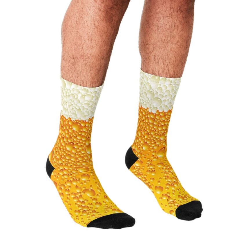 Men's Funny socks Beer Foam pattern Socks harajuku Men Happy hip hop Novelty cute boys Crew Casual Crazy Socks for men