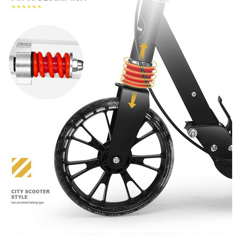 Patinete de dos ruedas para adulto, Scooter plegable de un solo Pedal, con freno de mano, doble absorción de impacto, urbano, para niños grandes