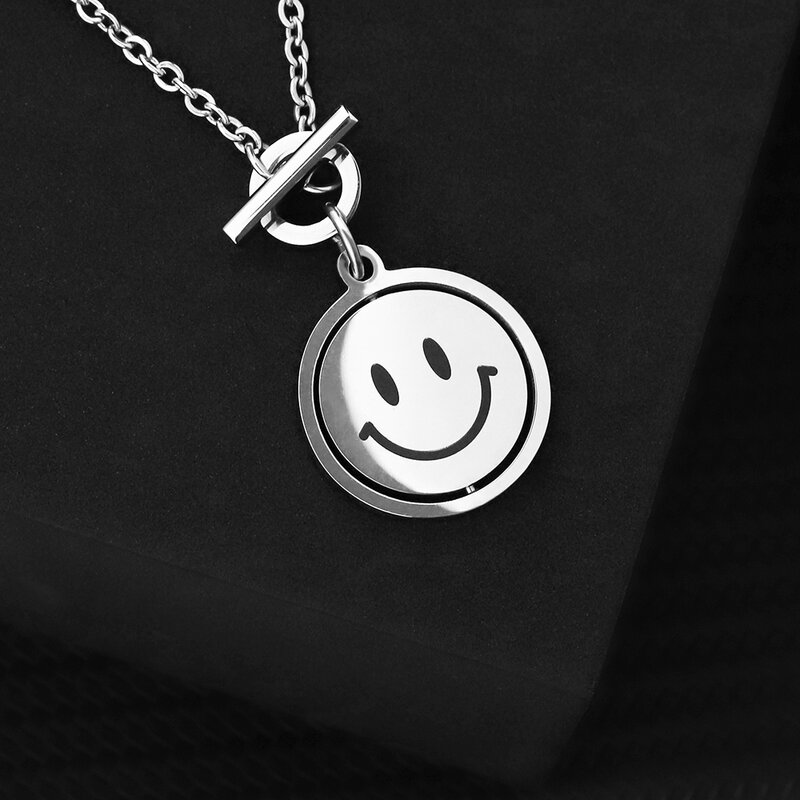 Ожерелье с улыбкой MYLONGINGCHARM, Персонализированное изображение для вас, вращающийся кулон из нержавеющей стали с цепочкой OT