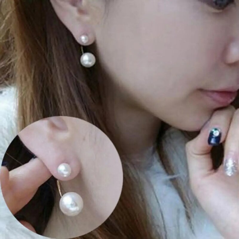 Boucles d'oreilles à Double perle et strass pour fille, 1 paire, offre spéciale, 80%