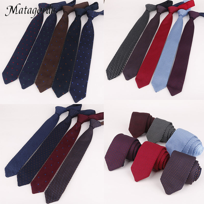 High Quality Wool Knit Tie Men Tie 148-6cm Cusp Necktie Polka Dot Jacquard Weave Gravata Gentlemen Business Accessory Neckwear