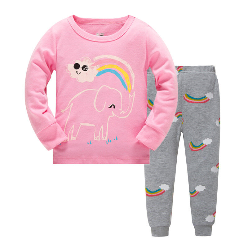 Pyjama d'automne en coton pour enfants, ensemble de vêtements pour bébés, motif dessin animé, vêtements de nuit pour filles, motif Animal