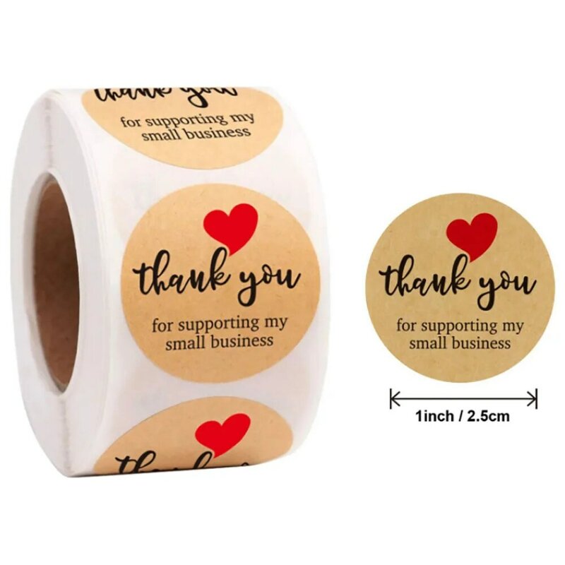 Autocollants "Thank You" en papier Kraft naturel, étiquette Scrapbooking, faite à la main avec amour, pour boîte d'emballage, papeterie adhésive, 100 pièces