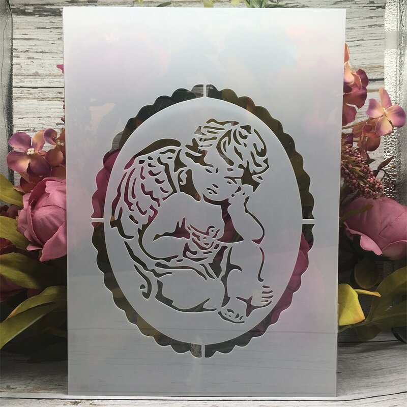 A4 29cm Engel Baby DIY Schichtung Schablonen Wand Malerei Sammelalbum Färbung Präge Album Dekorative Vorlage