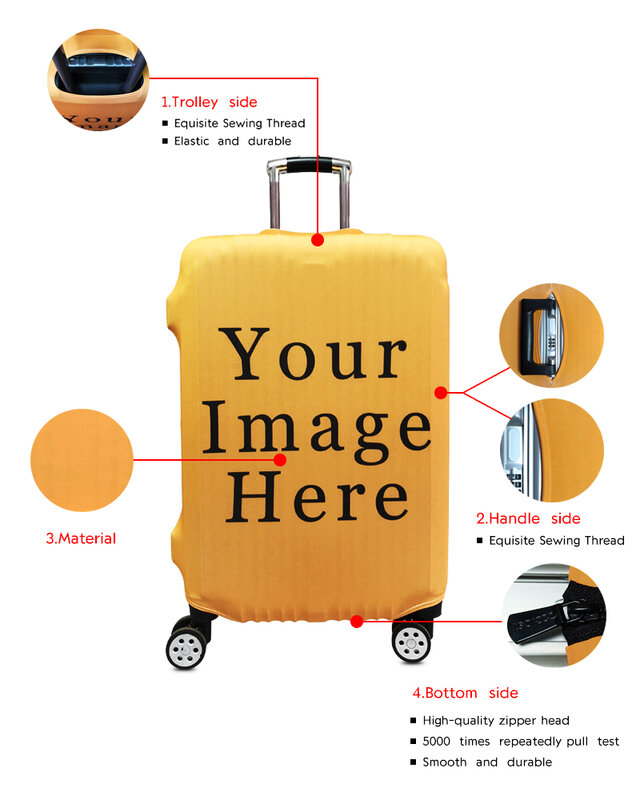 Funda de equipaje personalizada para maleta, cubierta protectora elástica antipolvo, con imagen, nombre y logotipo, de 18 a 32 pulgadas