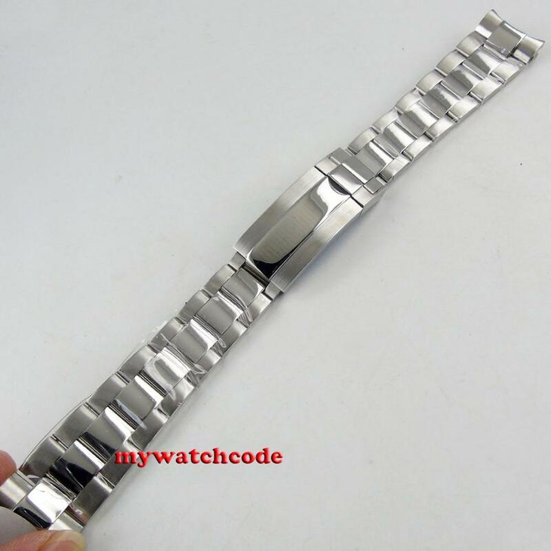 Pulsera sólida de acero inoxidable cepillado, 20mm, 316L, compatible con reloj bliger de 40mm, pulsera central pulida