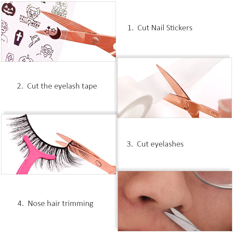 1Pcs Eyebrow Scissor Stainless Steel Eyelash Trimmer Facial Nose Hair Remover Manicure Nail Cuticle Beauty Scissors Makeup Tools