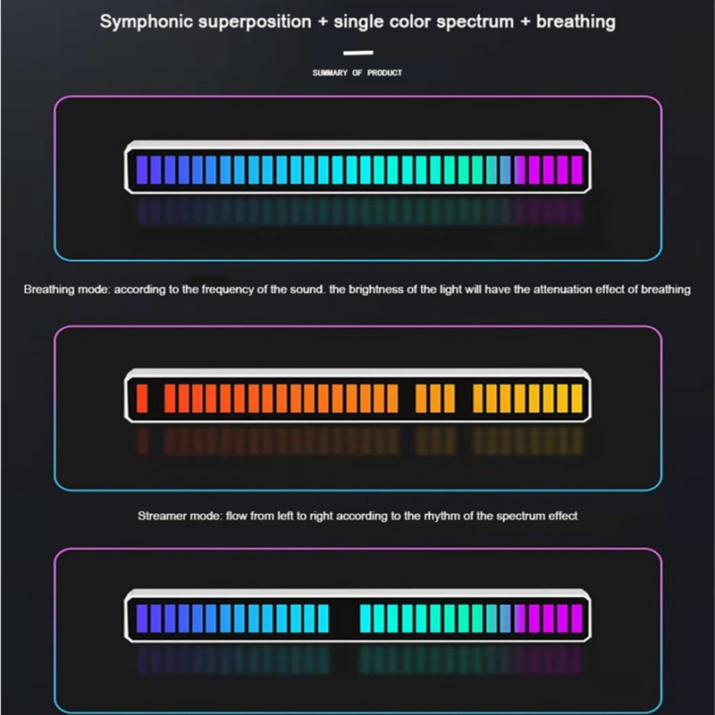 RGBCreative Âm Nhạc Âm Thanh Điều Khiển Độ Đèn LED Thanh Mới Lạ Nhịp Điệu Đèn PC Máy Tính Để Bàn Thiết Lập Nền Xe Xe Khí Quyển Ánh Sáng