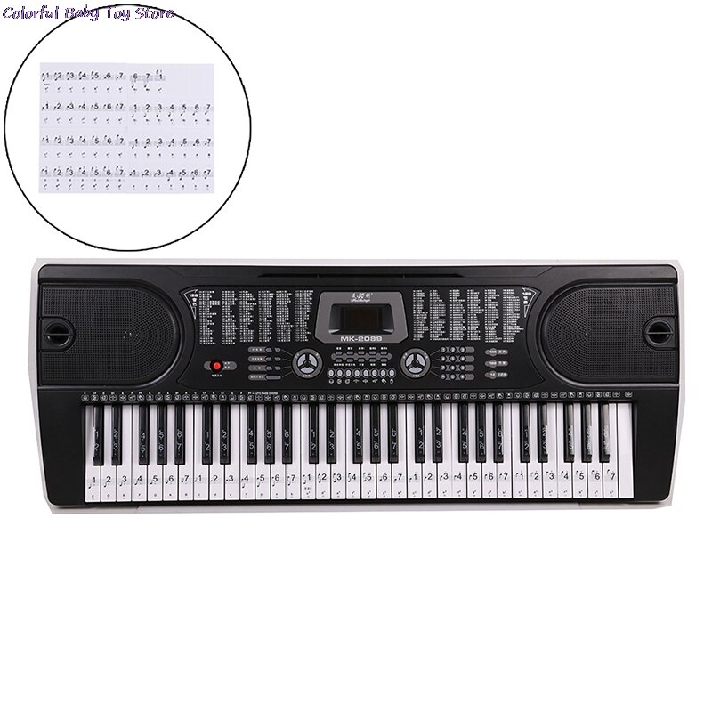 ملصق مفاتيح بيانو شفاف ، ملصق موسيقى ، لوحة مفاتيح إلكترونية ، مذكرة ستيد