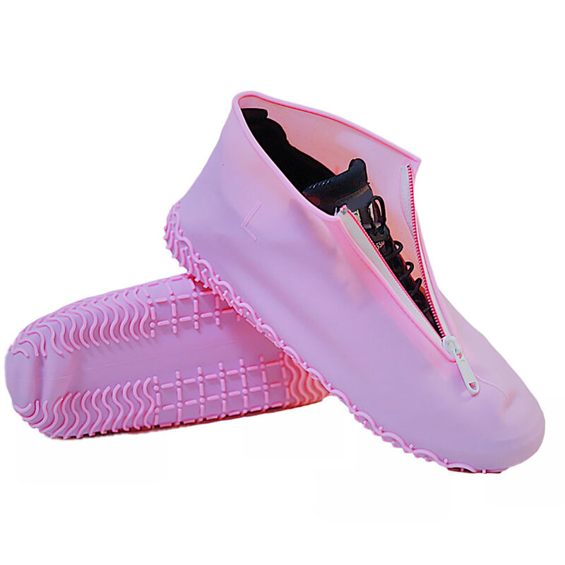 1 par de silicone acessórios viagem portátil sapato capa zíper botas chuva não deslizamento à prova dwaterproof água proteção pé wear ao ar livre