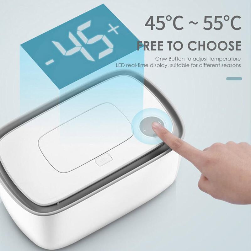Bebê elétrico molhado tecido dispensador de papel caso guardanapo aquecimento caixa armazenamento aquecedor controle temperatura termostato limpa aquecedor