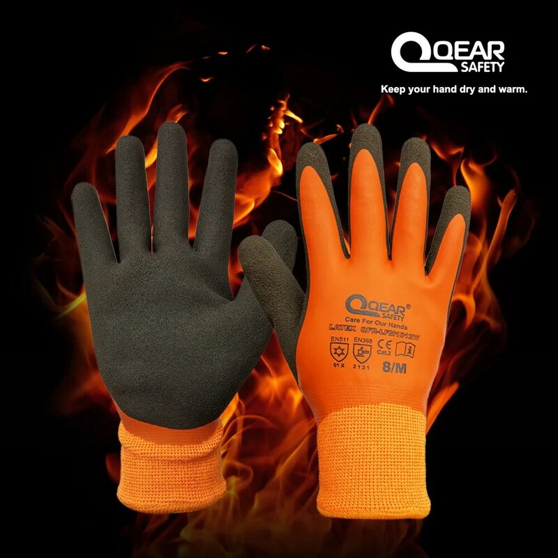 Thermische Arbeit Sicherheit Handschuhe, Voll Warme Fleece Futter Innen, Wasser-Proof Gummi Latex Beschichtet, anti-slip Palm, Winter Verwenden