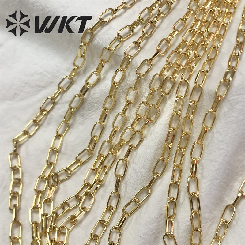 WT-BC178 con personalidad para hombre y mujer, cadena grande de latón amarillo con oro para hacer pulseras, collares y accesorios de joyería