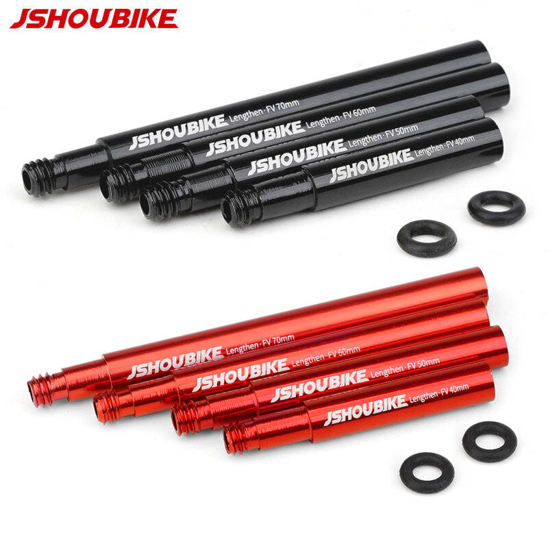 JSHOU จักรยานวาล์วฝรั่งเศส Extender Caps Core Adapter RED และ BLACK Alloy Stem 40 60 80 100 120มม./หมวกโลหะผสม & เครื่องมือ