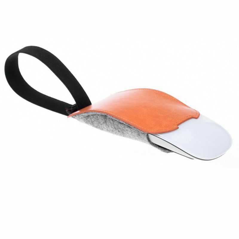 PU Leather Felt Mouse Pouch Case Dust Cover Mice Storage Bag for Magic Mouse 2
