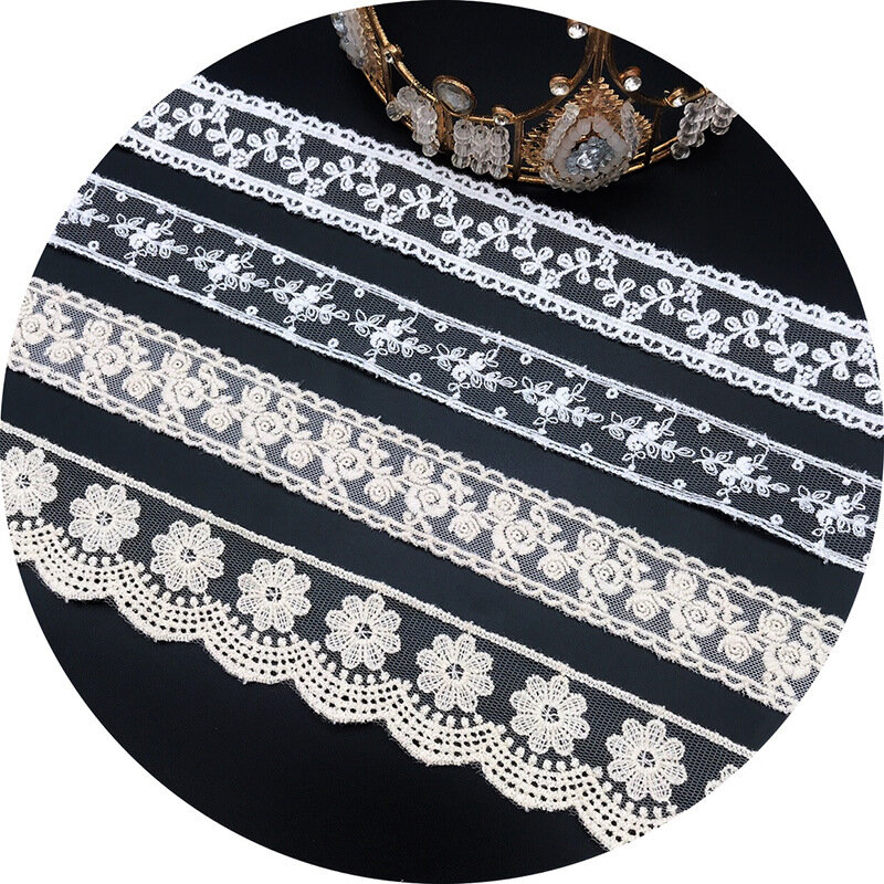 3Yards/Lot broderie blanc Beige fil de coton Tulle dentelle tissu Boutique ceinture bébé robe jupe accessoires