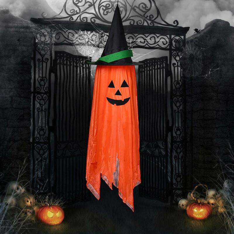 Pingente fantasma de abóbora de halloween, 1.1m, decoração de quintal, atmosfera assustadora, decoração, adereços