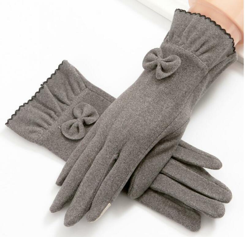 Осенне-зимние женские перчатки для сенсорного экрана женские эластичные перчатки для вождения милые теплые перчатки для девочек R2578