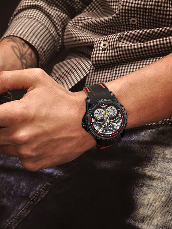 AILANG męski zegarek zaawansowany sportowy mechanizm automatyczny zegar moda silikonowy pasek Tourbillon szkielet mechaniczny zegarek nowy
