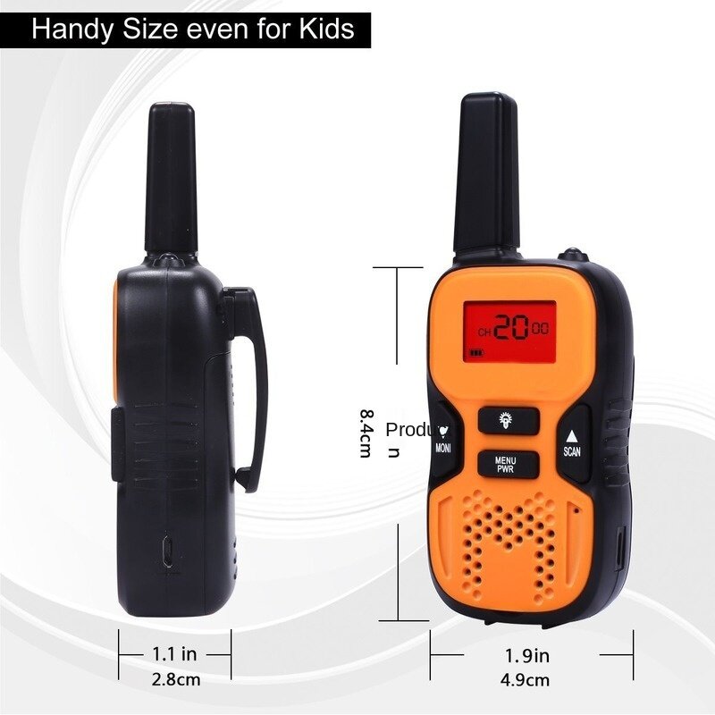 Mini walkie-talkie para niños, transceptor portátil de 1KM de alcance, interfono con cordón de Radio UHF para regalo de cumpleaños, 2 unids/set