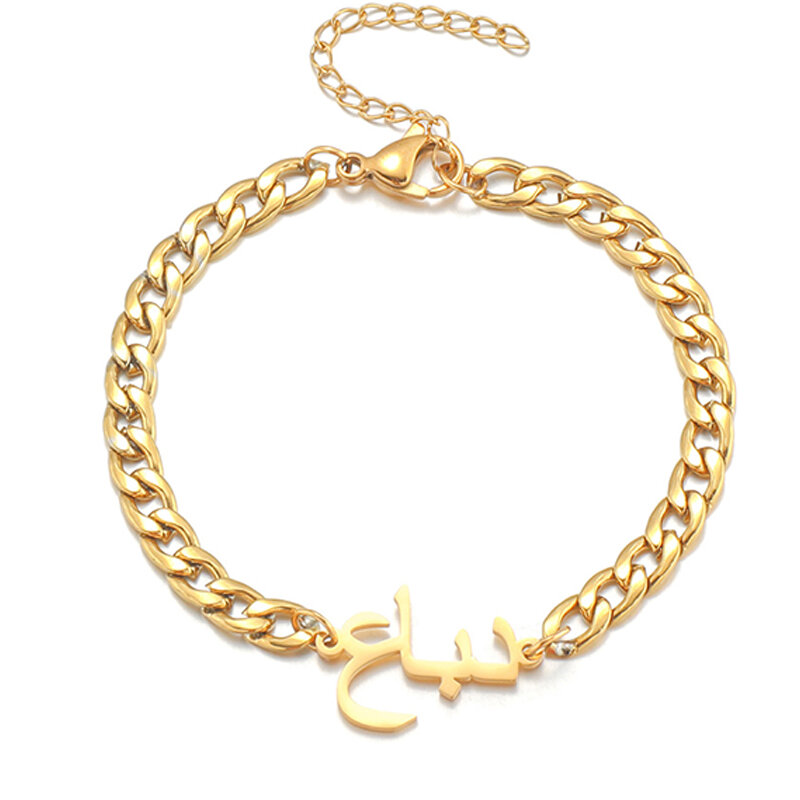 Letdiffery braccialetti con nome arabo personalizzato bracciale a catena in acciaio inossidabile NK per gli amanti degli uomini regali personalizzati per feste di gioielli