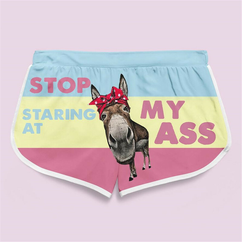Летние повседневные шорты PLstar Cosmos, женские пляжные шорты с 3D-принтом, «перестаньте смотреть на мой верблюжий носок»