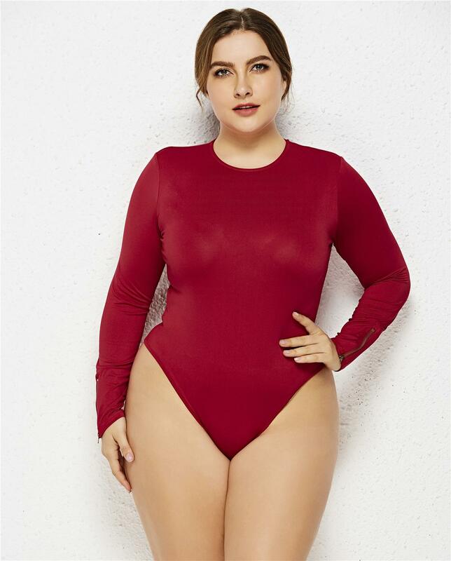 Merah Seksi Baju Monyet Pakaian Senam Wanita Lengan Panjang 2020 Musim Gugur Baru Solid Celana Kodok Club Wear O-Leher Seksi Kemeja Pakaian Wanita