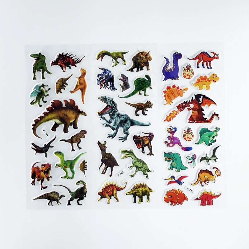 12 arkuszy/zestaw seria dinozaury Cartoon naklejki dla dziecka Notebook deskorolka DIY wodoodporne słodkie naklejki zabawki chłopców prezent