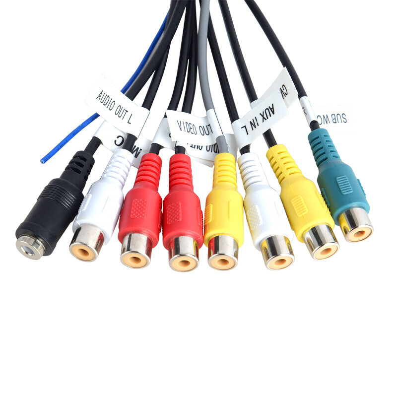 ESSGOO-Cable RCA de 20 pines para Radio Android, Cable de salida de Subwoofer, línea de interfaz de micrófono de 3,5mm, Cable de micrófono para Radio de coche
