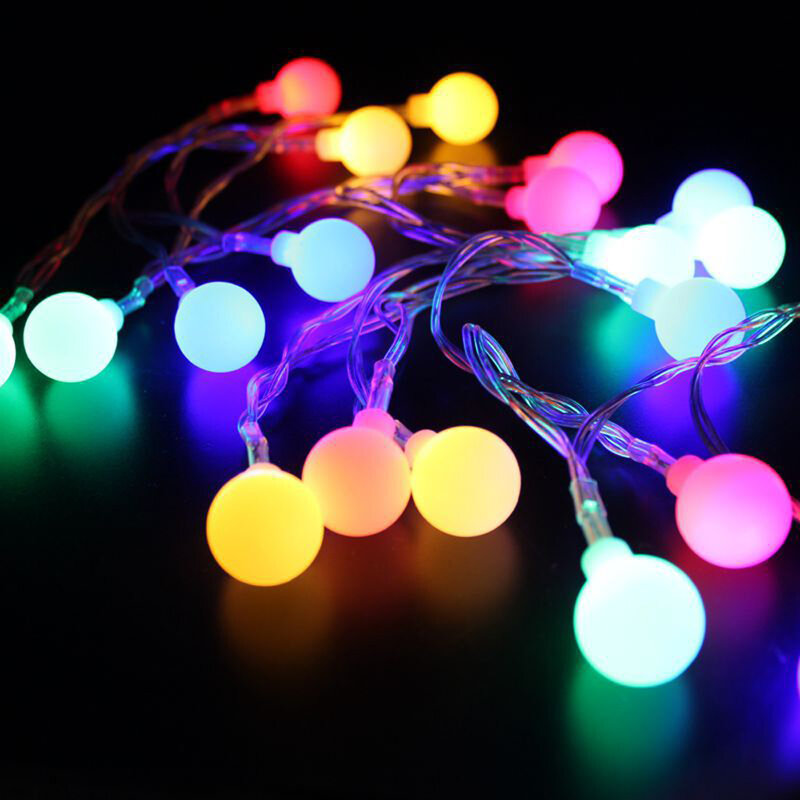 1.5M 3M 6M 10M Ball LED String หลอดไฟ5V แบตเตอรี่ไฟ Fairy วันหยุดคริสต์มาสปาร์ตี้งานแต่งงานตกแต่งสวน
