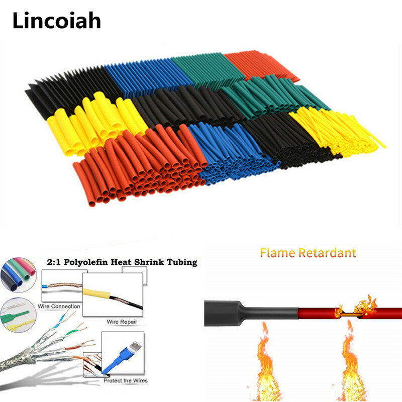 164pcs Heat Shrink Tube Kit Shrinking Assorted Polyolefin Insulation Sleeving Heat Shrink Tubing Wire Cable 8 Sizes 2:1 s