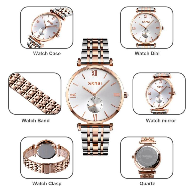 Montre à Quartz de mode SKMEI Couple montres Bracelet en acier inoxydable pour femmes montre pour hommes d'affaires montre-Bracelet étanche horloge