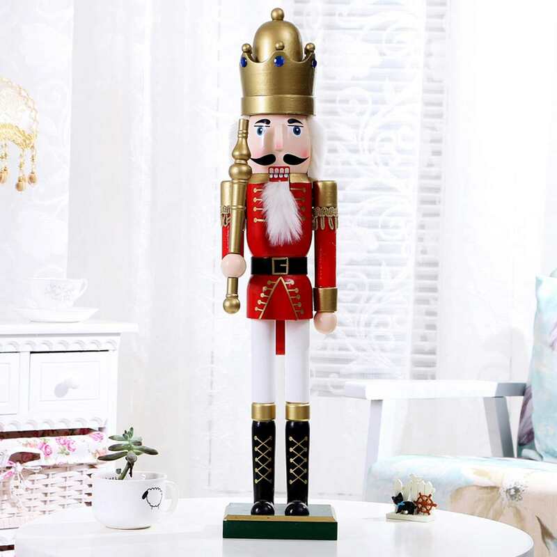 60CM schiaccianoci soldato decorazioni natalizie ornamenti per la casa Figurine in legno artigianato noce burattino giocattolo regali di capodanno